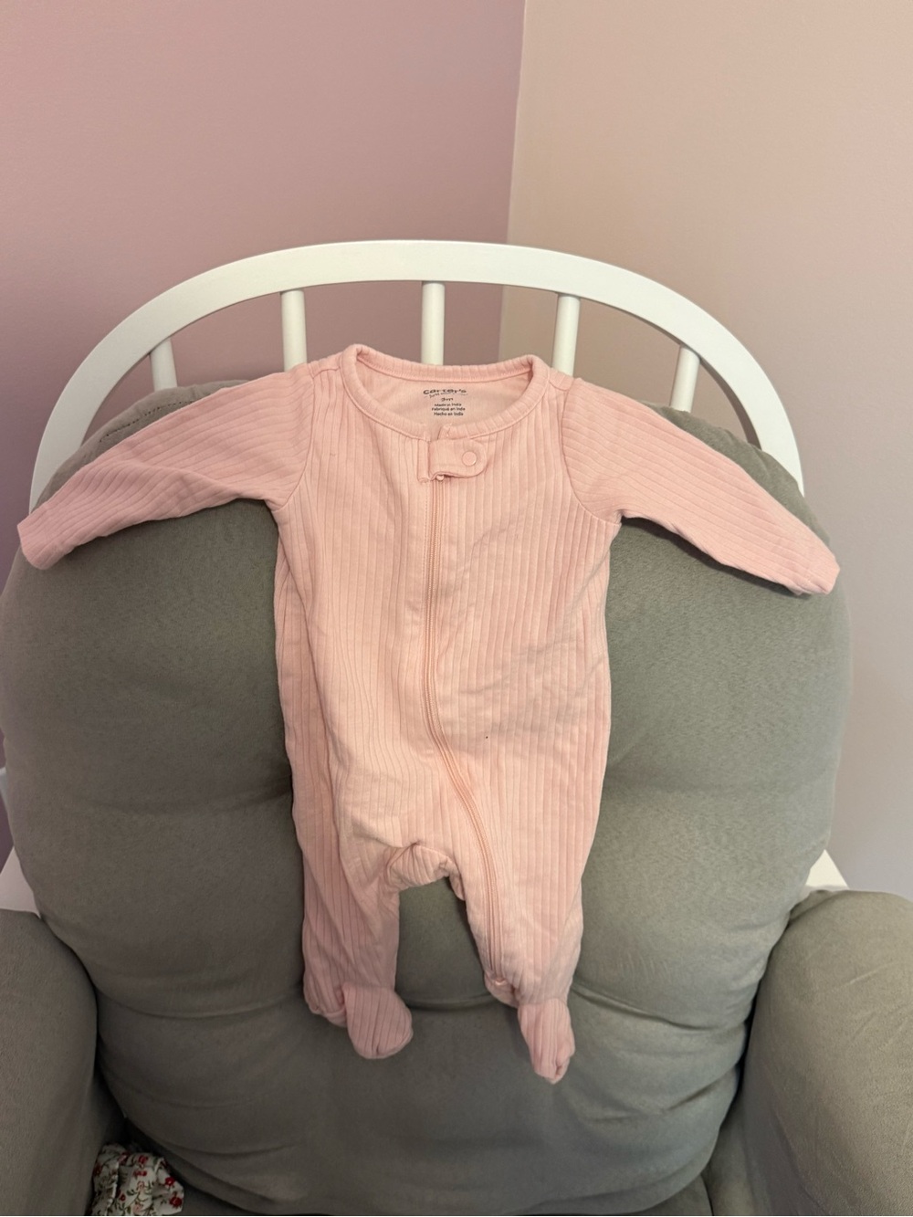 Carter's Light Pink Ribbed Footed One-Piece